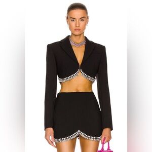 AREA Black Cropped Jacket with Silver Accents